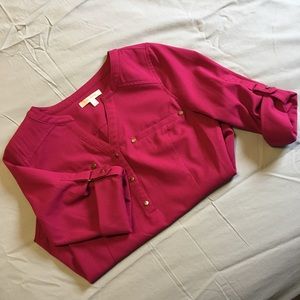 Skies Are Blue Pink Fitted Blouse